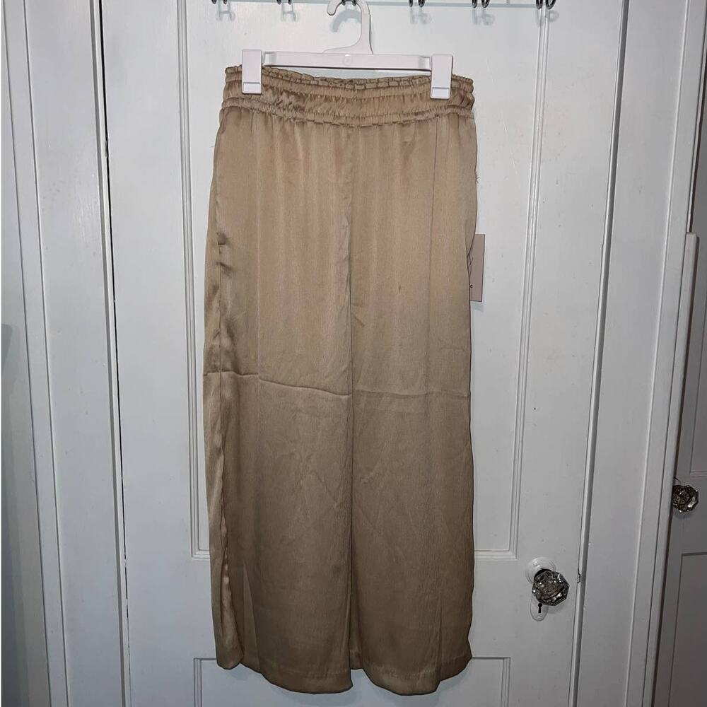 New Joie waistband flowy wide leg pants tan size M